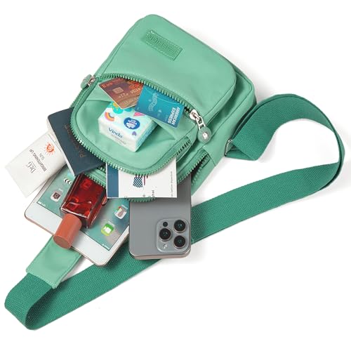 Banelu Small Sling Backpack Crossbody Bags for Women Men, Small Sling Bag Cross Body Bag Fanny Packs Crossbody Purses - Green - color: E Cyan