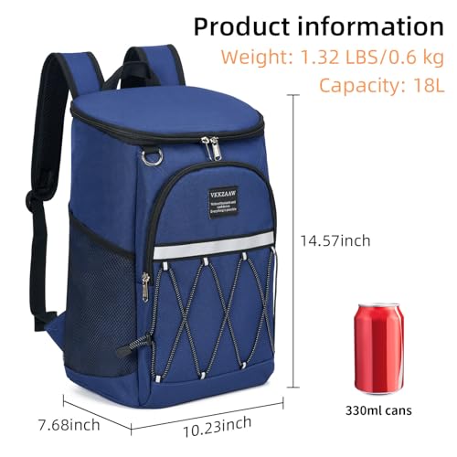 Backpack Cooler Backpack 26 Cans Insulated Leak Proof for Women Men Beach Camping Picnic Fishing Hiking Lunch Backpack Waterproof Cooler - color: Blue, size: Medium