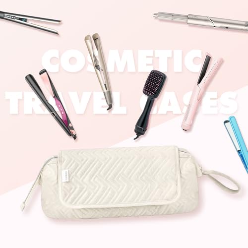 Leudes Hair Tools Travel Bag for Women Heat Resistant Mat for Travel Essentials Hot Tools Straighteners,Flat Irons,Curling Iron,Hot Air Brushes and Hair Dryer Organizer Bags 2 in 1 (Beige) - color: Beige