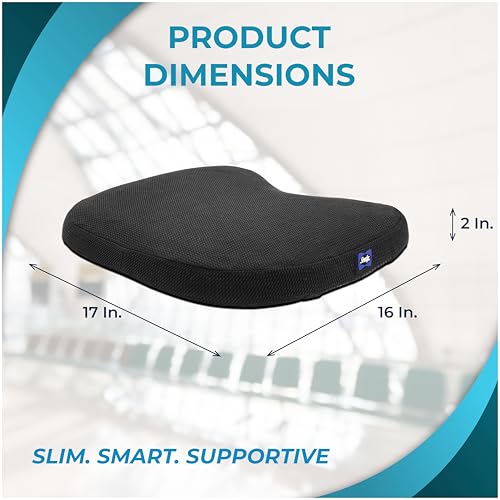 Sealy Memory Foam Car Seat Cushion – Gel Seat Cushions for Office Chairs, Tailbone Pain Relief Cushion, Cooling Pillow, Slim Fit Car Seat