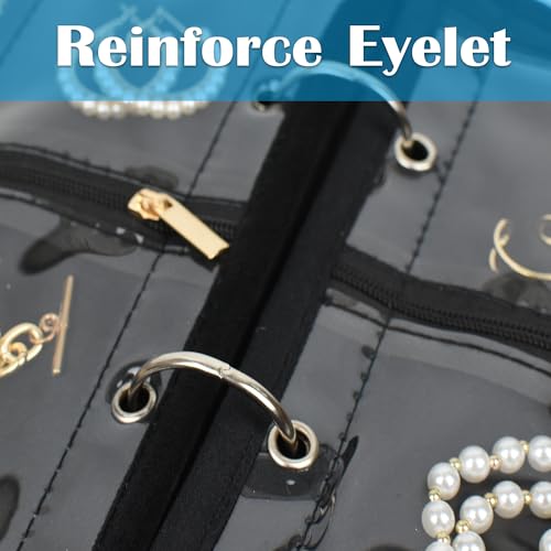 Travel Jewelry Organizer Case,Jewelry Bags for Traveling, Jewelry Binder with 24 Pcs Clear Zipper Velvet Pouches (Inner Pages, 3 PCS) - color: Inner Pages,Black,3 PCS
