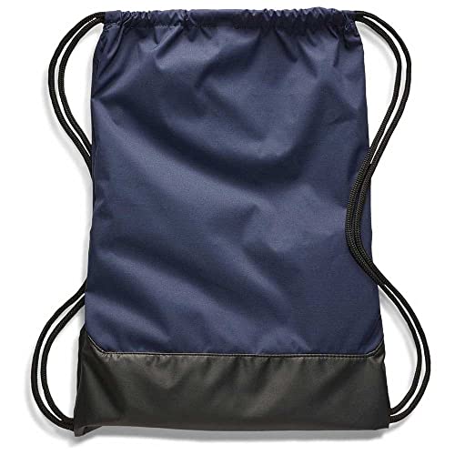 Nike Brasilia Training Gymsack, Drawstring Backpack with Zipper Pocket and Reinforced Bottom, Midnight Navy/Black/White - color: Midnight Navy/Black/White