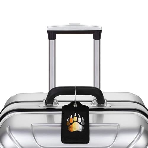 Gay Bear Pride Paw Set of 2 Durable Leather Luggage Tags Stylish Travel Gear Men Women