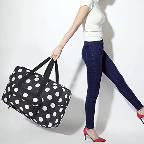 F.FETIVIN Weekender Bag Carry On Travel Duffle Medium Overnight Bag for Women(Black Dot) - color: Black Dot