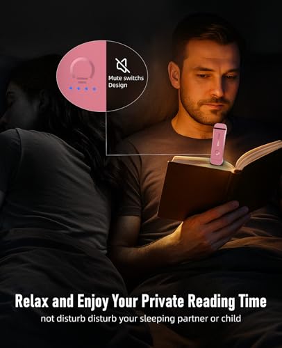 HIONXMGA Book Reading Light,Silent Touch Lamp for in Bed,Rechargeable Clip on Booklight with 3 Amber Colors & Precise Dimming Night Reading,Best Gift Lovers,Kids,Pink,(SD-10) - color: Pink