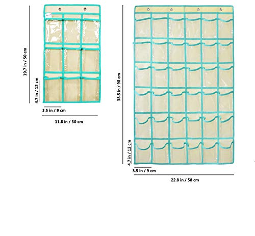 Over Door Hanging Closet Underwear Sock Storage Cell Phone Jewelry Organizer Clear Pockets (BEIGE, 36 POCKETS) - color: Beige