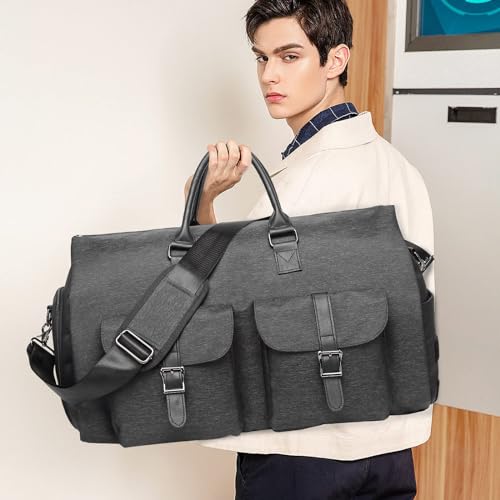 seyfocnia Rolling Garment Bag,Rolling Duffle Bag with Wheels Rolling Garment Bags for Travel with Shoe Pouch Carry On Bag Weekender Bags Garment Duffel Bag for Men or Women-Grey - color: A2-Grey-2P