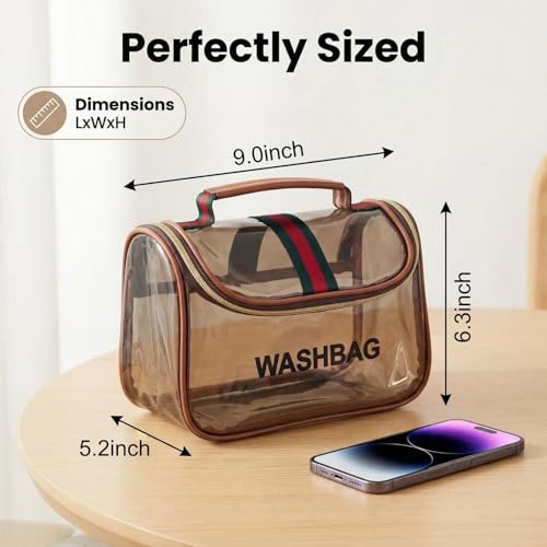 Retro Clear Makeup Bag Waterproof Large Capacity Zipper Travel Toiletry Organizer for Women - size: M3