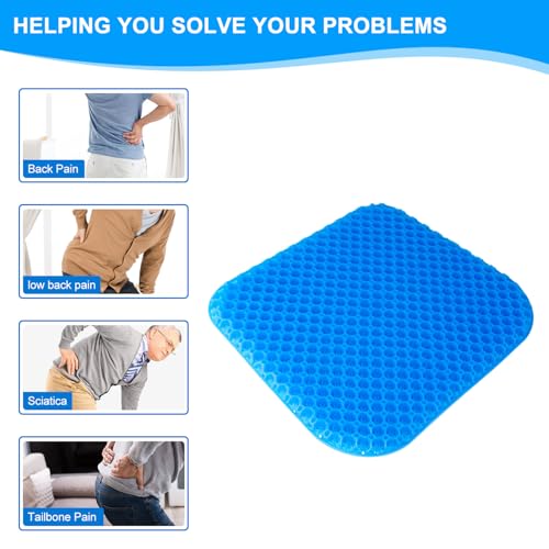 EVEME Large Gel Seat Cushion for Long Sitting with Non-Slip Cover-18 x 17inches,Soft & Breathable,Seat Cushion for Chair,Car,Office,Desk Chair,Wheelchair - size: 18" x 17" x 1.4" - Blue