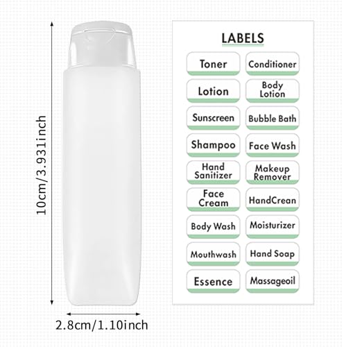 6 Pcs 1 oz Travel Size Toiletries Refillable Travel Bottles, Squeeze Travel Toiletry Bottles with Labels for Toiletry Makeup Travel Containers