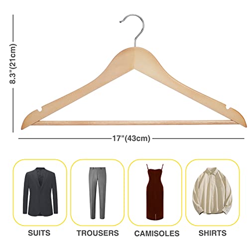 Wooden Hangers 30 Pack Clothes Hanger for Daily Used,Coat Hangers for Closet,Heavy Duty Wood Hanger for Suit, Shirts, Jackets, Dress, Pant (Light Natural) - color: Light Natural
