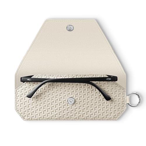 VULKIT Portable Leather Eye Glasses Case for Women & Men, Slim Sunglass Case, Unisex Eyeglass Case - color: Moonstone Beige