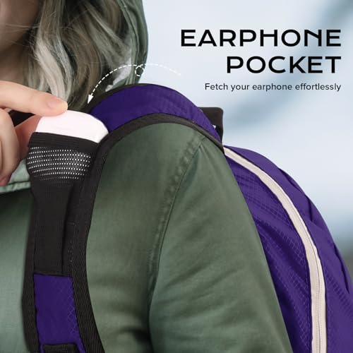 VPBAGE 15L Water-resistant Hiking Daypack for Women, Small Backpack Travel Outdoor, Lightweight Day Pack with Tool Loops - color: Super Dark Purple