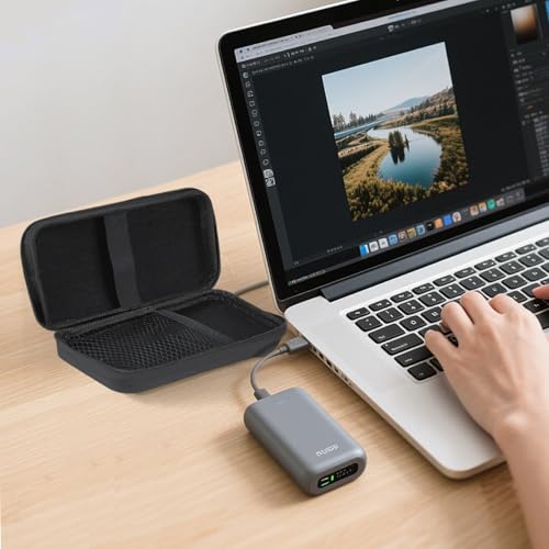 Zoyiancy Power Bank Case, Hard Cover Cable Storage Bag, Travel Shockproof Carrying Portable Eva Case for Power Cable Earbuds Power Bank - color: Black
