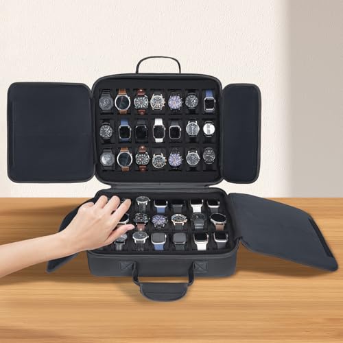 42 slots watch storage box, portable hard watch travel box, watch storage display storage box, padded watch portable box for watches - size: 42 Slots