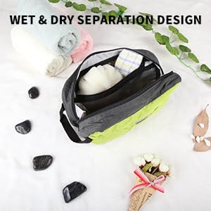 GOX Travel Toiletry Bag Dopp Kit Case for Men Multifunction Packing Organizer Pouch - color: Green/Grey