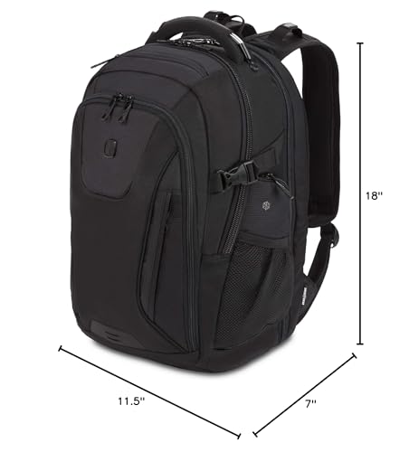 SwissGear Travel Tech Elite Laptop Backpack – Fits Laptops up to 16” – ScanSmart TSA-Friendly Backpack with USB Port, Shoe Compartment & Organizer Pockets – Black - color: Black, style: Travel Tech Elite