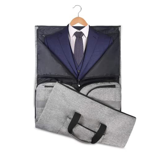 UNIQUEBELLA Convertible Garment Bag for Travel Carry on Garment Duffel Suit Bag with Shoe Compartment Weekend Flight Bag for Men - color: Grey