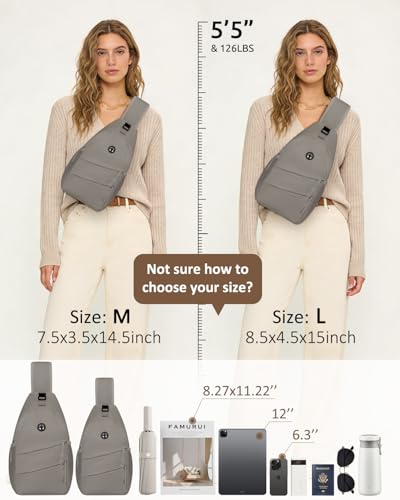 Pritent Crossbody Bags for Women Men Trendy Sling Bag Backpack Casual Chest Bag with Convertible Shoulder Strap - color: Khaki, size: Medium