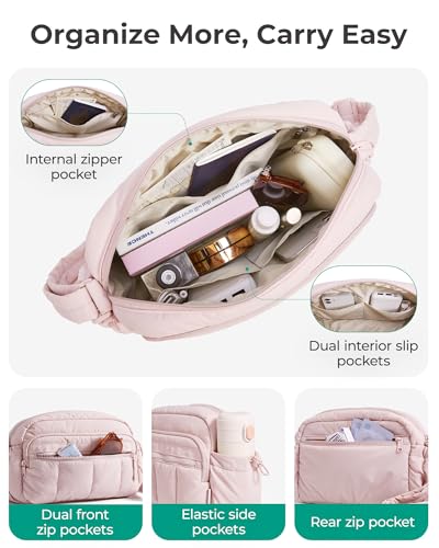 BAGSMART Anti Theft Crossbody Bags for Women Travel Purse, Medium Quilted Puffy cross body bag, Handbags Shoulder Purses, Brown-medium - color: Brown-1, size: 4.7L