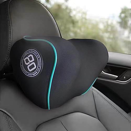 Really Soft Car Headrest Pillow, Car Pillow for Driving with Adjustable Strap, 100% Memory Foam Neck Pillow, Breathable Removable Cover & Ergonomic Design - Travel Car Neck Pillow(Lightblue Side Rope) - color: Blue