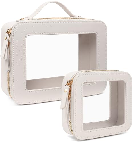 LETGO Sunscreen Bag Clear Makeup Set Toiletry Pouch Beach Vacation Essentials for Women Teen Girls Trip Gifts Summer Pool Travel Must Have Accessories for Women Girls(Mini+Large White) - color: White, style: Mini&large