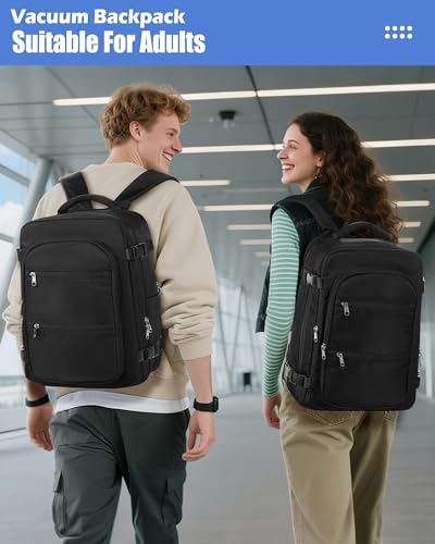 Vacuum Backpack Travel with Pump,Vacuum Sealed Backpack,Travel Backpack with Vacuum System,40x30x20 Airbag Travel,Laptop Vacpack Backpacks Bag Airline Flight Approved,Black - color: A13-black-with Pump