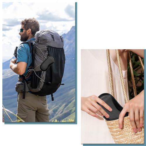 FINTIE Sunglasses Case, Hard EVA Shell Shockproof Sport Glasses Case with Metal Carabiner Travel Zipper Eyeglasses Holder - color: Black