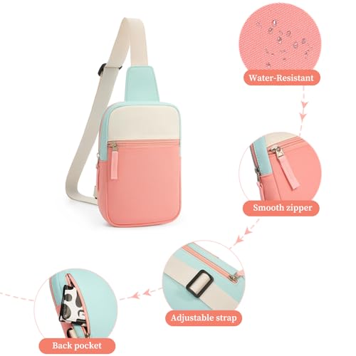 Birthday Gifts for 8 9 10 11 12 Year Old Teens Girls Kids, Fanny Pack Crossbody Bag Sling Belt Bags Purse, Dorm Travel Essentials for Girls Fashion, Preppy Tween Teen Girl Gift Trendy Stuff - color: Beige & Pink