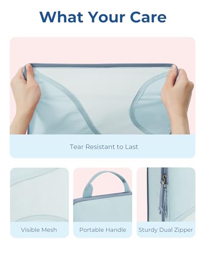 BAGSMART Compression Packing Cubes - 6 Set Travel Packing Cubes for Suitcases, Compression Suitcase Organizers with Shoe Bag - color: 03-Light Blue