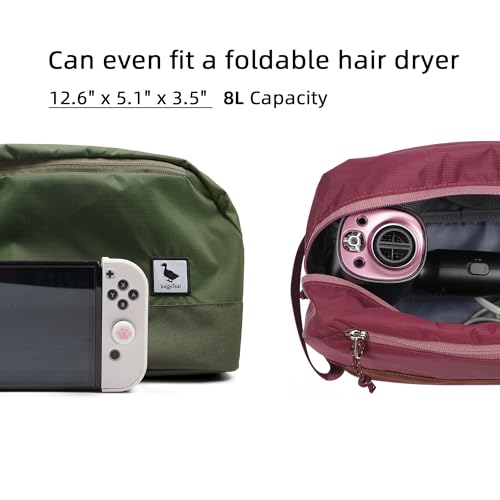 Travel Toiletry Bag 8L, Large Packing Cube with Waterproof TPU Wet/Dry Compartment - color: Medium Olive, size: 8L