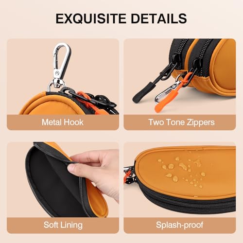 Marvolia Double Glasses Case Large Soft Eyeglass Case for Women Men Portable Zipper Sunglasses Pouch with Keychain Clip - color: Orange