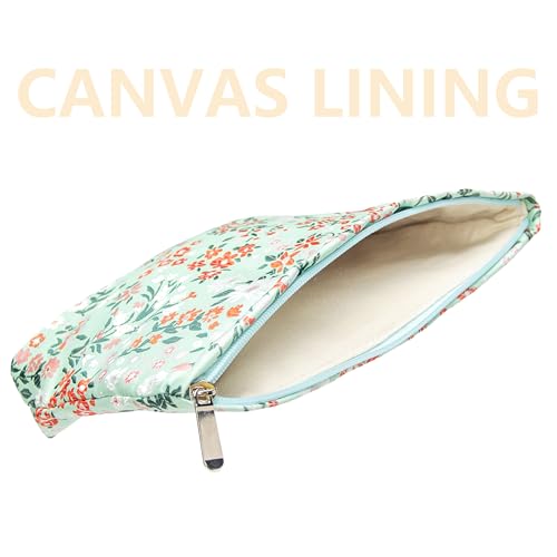 PAZIMIIK Makeup Bag Large Cotton Zipper Pouch for Purse Travel Canvas Make Up Organizer for Women Cosmetic,Brocade Green - color: Brocade Green