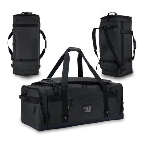 Large Duffle Bag for Travel - Men & Women, Foldable Gym Duffle Backpack, Heavy Duty Tactical Military Canvas Duffel Bags, Extra Big Carry On with Shoe Pockets, Waterproof (80L/103L) - color: Black, size: L(103L)