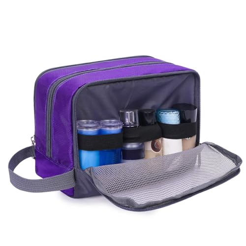 Toiletry Bag for Men Hanging Dopp Kit Water Resistant Shaving Bag Small Toiletry Bag for Traveling (Dark Purple) - color: Dark Purple