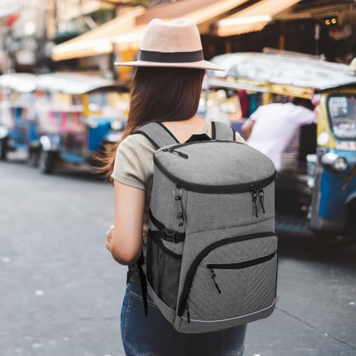 Cooler Backpack Insulated Leakproof Waterproof Backpack Cooler Bag 30/45 Cans, Large Capacity Lightweight Travel Camping Beach Backpack Cooler Ice Chest for Men and Women - color: gray, size: 45 Cans