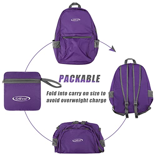 G4Free 20L Lightweight Packable Backpack Travel Hiking Daypack Foldable Backpack for Men Women - color: Purple