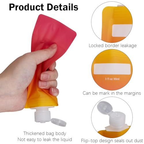 GORGECRAFT 12 Pack Travel Pouches Toiletries 90ml Air Travel Kit Lotion Bags Liquid Squeeze Pouch Portable Refillable Leak Proof Empty Makeup Toiletries Packing Bags Containers for Face Cream Shampoo