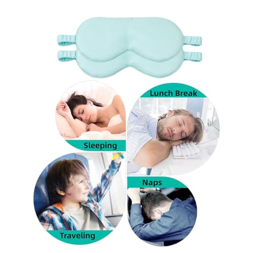 HBHLFZ Sleep Mask 2 Pack - Bamboo Viscose Fiber Sleeping Eye Mask - with Elastic Band/Headband - Comfort Sleeping Shade - for Nighttime Sleeping, Traveling & Napping(Light Blue) - color: Light Blue