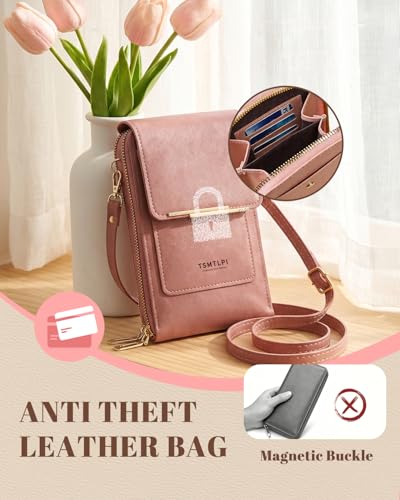 2026 Small Touchscreen Phone Crossbody Bag for Women,Anti-Theft Leather Messenger Bag Rfid Block Mobile Phone Purse - color: Gray