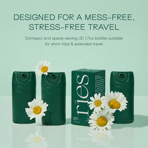 RIES Airless Pump Travel Bottles | Tsa Approved Leak Proof Refillable Set of 3 | 1.7 oz BPA Free Travel Size Toiletry Containers | Shampoo Conditioner | Escapade Green - color: Escapade Green