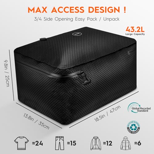 43L Max Capacity Vacuum Compression Bag with Wireless Pump - Space Saver Bag for Travel Luggage, No Checked Baggage, IP68, Reusable, Fits 20/24/28 Inch Suitcases (No Tracker) - color: 1PC+Pump (No Tracker)