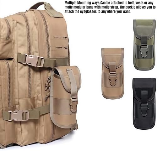 ACEXIER MOLLE Glasses Pouch Outdoor Durable Tactical Pouch Sunglasses Case Army Style Flashlight Pouch with Buckle - color: Green