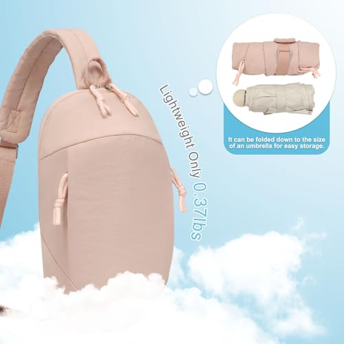 Small Sling Bag with RFID Blocking, Mini Fanny Pack for Women and Men, Convertible Crossbody Anti Theft Chest Bag for Travel Hiking Running, Pink - color: Pink