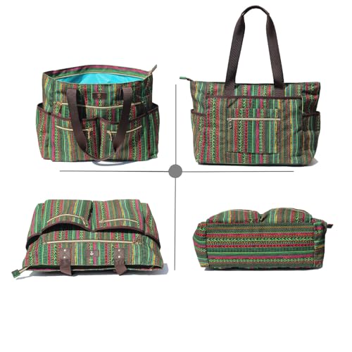 Weekender Bag Carry On Bag Overnight Tote Travel Duffle with 13 Pockets for Travel,Work,Gym,Beach,Teacher,Nurse - color: Green