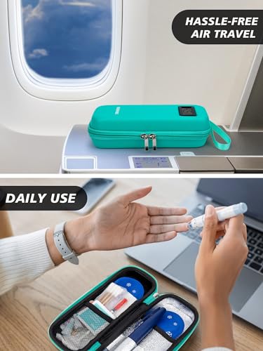 YOUSHARES Insulin Cooler Travel Case with Temperature Display - Refrigerated Medicine Cooling Bag with 2 TSA Approved Ice Pack, Medication Pen Diabetic Supplies Organizer for Trip and Daily - color: 02 Green