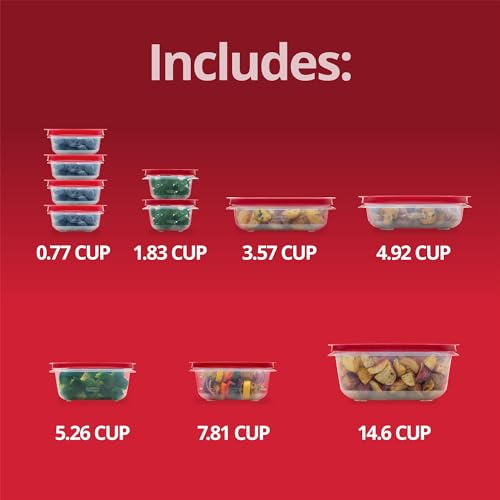 Rubbermaid EasyStore Rectangle and Square Containers, 22-Piece Set, Food Storage Containers with Lids - size: 22-Piece