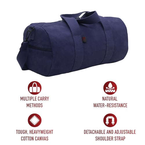 Rothco Heavy-Duty Canvas Shoulder Duffle Bag - Rugged Travel Gym Gear Equipment Bag - color: Navy Blue, size: 17 Inches