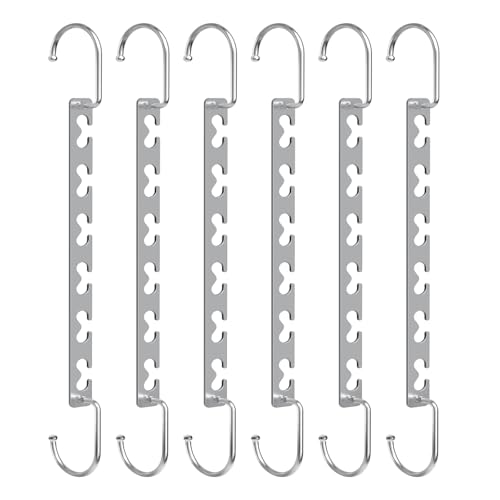 Space Saving Hangers for Clothes 6 Pack, Sturdy Metal Hangers Wardrobe Organizer, Magic Cascading Hanger, Closet Space Saver Closet Organizers and Storage