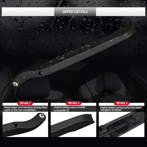 Rear Wiper Blade Assembly, Back Windshield Wiper Blades Replacement for Hyundai Tucson 2022-2026, Rear Wiper Blade and Arm Set for 2022 2023 2024 2025 2026 - size: For Hyundai Tucson 2022-2025